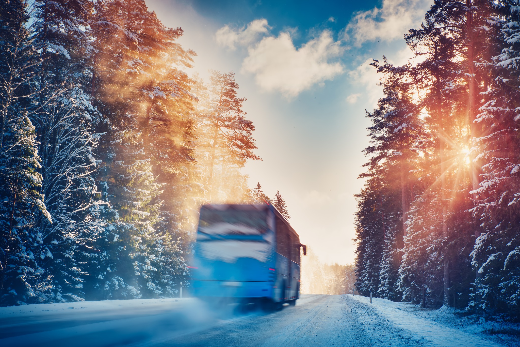 buss på vinterväg